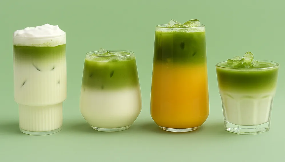 Матча в Smart Coffee: матча с сырной пенкой, матча на растительном молоке, айс матча на апельсиновом соке и айс матча на тонике